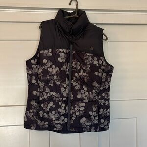 The North Face Purple and Gray Floral Puffer Vest